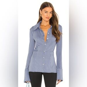 New w/o tag!WeWoreWhat traditional button down tunic in stonewash XS blouse